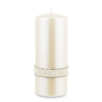 Pl Kremowy Świeca Crystal Opal Pearl Walec Duży F7