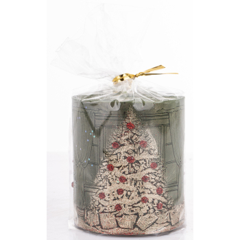 Pl Świeca Walec Mały Xmas Room Zieleń Szampan