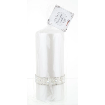 Pl Biały Świeca Crystal Opal Pearl Walec Duży Fi7