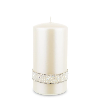 Pl Kremowy Świeca Crystal Opal Pearl Walec Średni