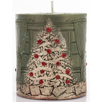 Pl Świeca Walec Mały Xmas Room Zieleń Szampan