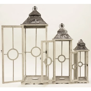 Lampion Drewniany S/3
