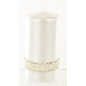 Pl Biały Świeca Crystal Opal Pearl Walec Średni Fi