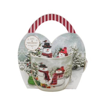 Pl Kubek W Koszyczku 460 Ml Snowman Smile