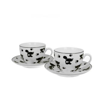 Pl 2 Filiżanki Ze Spodkami Koty Czanre 280Ml-Prom.