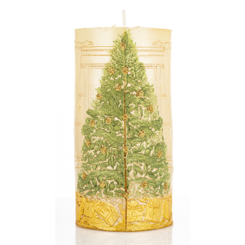Pl Świeca Walec Średni Xmas Room Szampan Zieleń