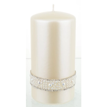 Pl Kremowy Świeca Crystal Opal Pearl Walec Średni