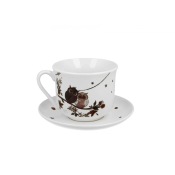 Pl Filiżanka Jumbo Ze Spodkiem Charming Owls 470Ml