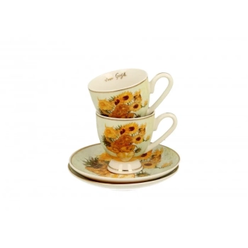 Pl 2 Filiżanki Espresso Spodek Sunflowers Van Gogh