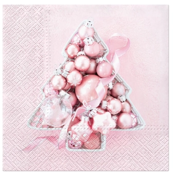 Pl Serwetki Pink Baubles Tree