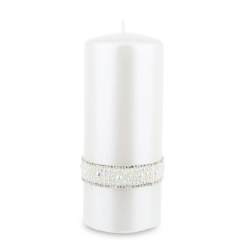 Pl Biały Świeca Crystal Opal Pearl Walec Duży Fi7