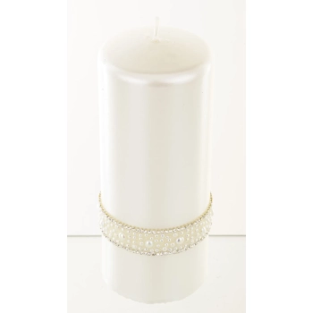 Pl Biały Świeca Crystal Opal Pearl Walec Duży Fi7