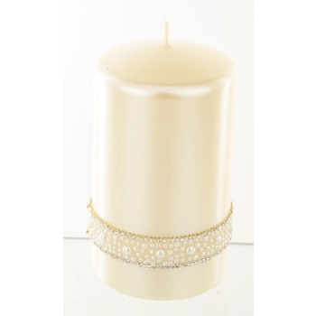 Pl Krem Świeca Crystal Opal Pearl Walec Średni Fi8