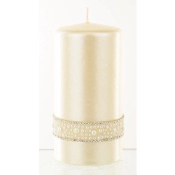 Pl Kremowy Świeca Crystal Opal Pearl Walec Średni