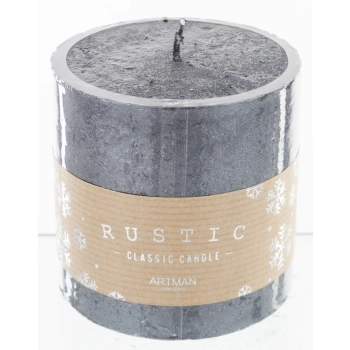 Pl Czarny Świeca Rustic Metalic Walec Mały Fi9