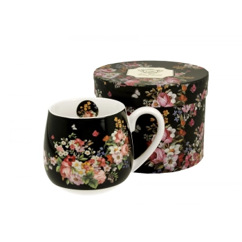 Pl Kubek Baryłka 430 Ml Vintage Flowers - Black