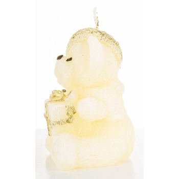 Pl Świeca Figurka Teddy Świąteczny Kremowy