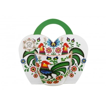 Pl Kubek 460Ml W Koszyczku Koguty Folk