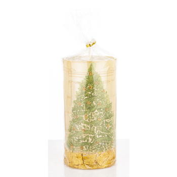 Pl Świeca Walec Średni Xmas Room Szampan Zieleń