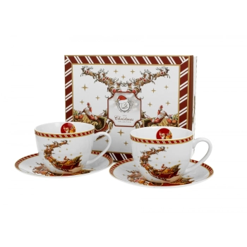 Pl 2 Filiżanki Ze Spodkami Santa On Sleigh