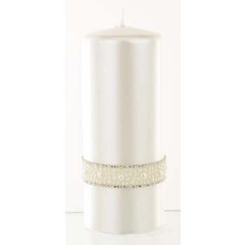 Pl Biały Świeca Crystal Opal Pearl Walec Duży Fi7