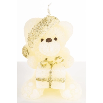 Pl Świeca Figurka Teddy Świąteczny Kremowy