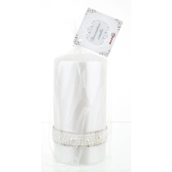Pl Biały Świeca Crystal Opal Pearl Walec Średni Fi