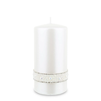 Pl Biały Świeca Crystal Opal Pearl Walec Średni Fi