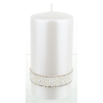 Pl Biały Świeca Crystal Opal Pearl Walec Średni Fi