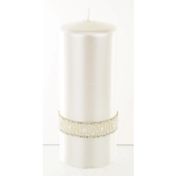 Pl Biały Świeca Crystal Opal Pearl Walec Duży Fi7