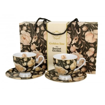 Pl 2 Filiżanki Ze Spodkami English Roses Black