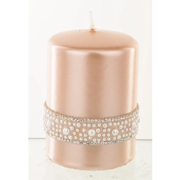 Pl Rose Gold Świeca Crystal Opal Walec Mały Fi7