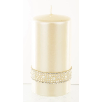 Pl Kremowy Świeca Crystal Opal Pearl Walec Średni