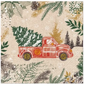 Pl Serwetki We Care Vintage Christmas Car