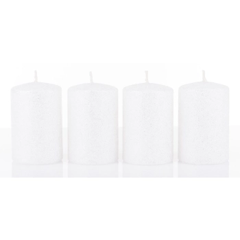 Pl Świeca 4-Pack Brokat Biały