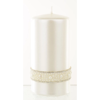 Pl Biały Świeca Crystal Opal Pearl Walec Średni Fi