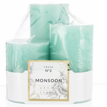 Pl Monsoon  Świeca Glass Classic 3-Pack Walec
